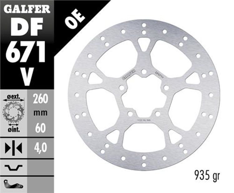 DISCO FRENO MOTO GALFER APRILIA 260X60 4MM  5T ( NG 292)